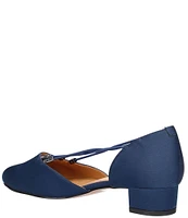 J. Renee Charolette Satin Elastic Straps Low Block Heel Pumps