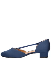 J. Renee Charolette Satin Elastic Straps Low Block Heel Pumps