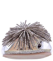 J. Renee Cherita Clear Shimmer Vinyl Rhinestone Pom Pom Slides