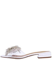 J. Renee Cherita Clear Vinyl Rhinestone Pom Pom Slides