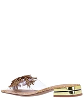 J. Renee Cherita Clear Vinyl Rhinestone Pom Pom Slip On Slides