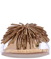 J. Renee Cherita Clear Vinyl Rhinestone Pom Pom Slip On Slides