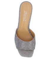 J. Renee Coralie Glitter Fabric Rhinestone Wedge Slide Sandals