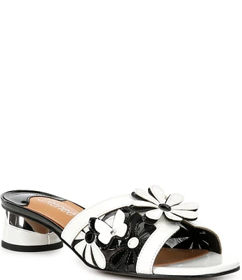 J. Renee Davina Patent Leather Floral Slide Sandals