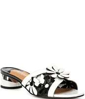 J. Renee Davina Patent Leather Floral Slide Sandals