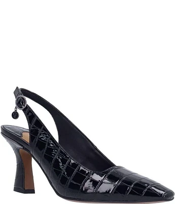 J. Renee Delah Crocodile Embossed Slingback Pumps