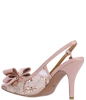 J. Renee Deloris Sequined Mesh Bow Slingback Pumps