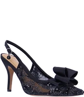 J. Renee Deloris Sequined Mesh Bow Slingback Pumps