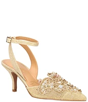 J. Renee Desdemona Dotted Rhinestone Ankle Strap Pumps