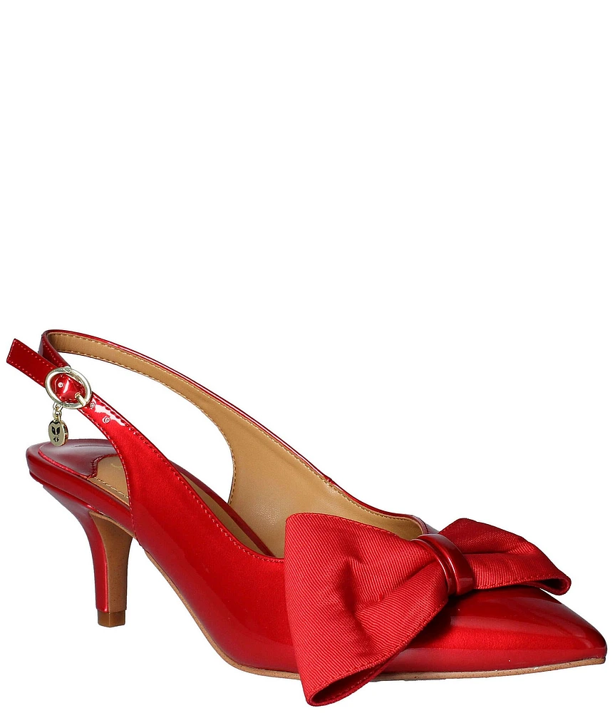 J. Renee Devika Patent Slingback Bow Pumps