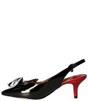 J. Renee Devika Patent Zebra Print Bow Sling Pumps