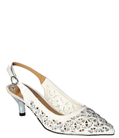 J. Renee Diyara Satin Rhinestone Slingback Pumps