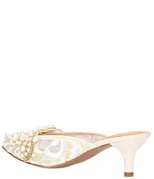 J. Renee Dorrus Pearl Lace Kitten Heel Dress Mules