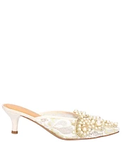 J. Renee Dorrus Pearl Lace Kitten Heel Dress Mules