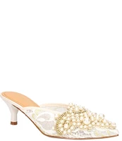 J. Renee Dorrus Pearl Lace Kitten Heel Dress Mules