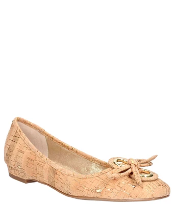 J. Renee Edie Cork Square Toe Bow Dress Flats