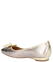 J. Renee Edie Metallic Leather Square Toe Bow Dress Flats