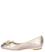 J. Renee Edie Metallic Leather Square Toe Bow Dress Flats