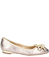 J. Renee Edie Metallic Leather Square Toe Bow Dress Flats