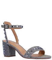 J. Renee Evelin Glitter Fabric Rhinestone Studded Dress Sandals