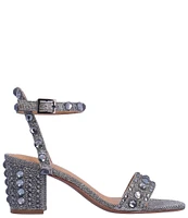 J. Renee Evelin Glitter Fabric Rhinestone Studded Dress Sandals