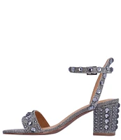 J. Renee Evelin Glitter Fabric Rhinestone Studded Dress Sandals