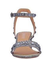 J. Renee Evelin Glitter Fabric Rhinestone Studded Dress Sandals