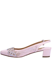 J. Renee Faleece Lace And Satin Slingback Block Heel Pumps