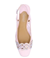 J. Renee Faleece Lace And Satin Slingback Block Heel Pumps