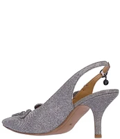 J. Renee Fedosia Glitter Fabric Rhinestone Embellished Snake Slingback Pumps