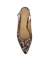 J. Renee Ferryanne Rhinestone Leopard Print Slingback Pumps