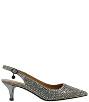 J. Renee Ferryanne Rhinestone Glitter Fabric Slingback Pumps