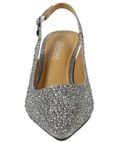 J. Renee Ferryanne Rhinestone Glitter Fabric Slingback Pumps