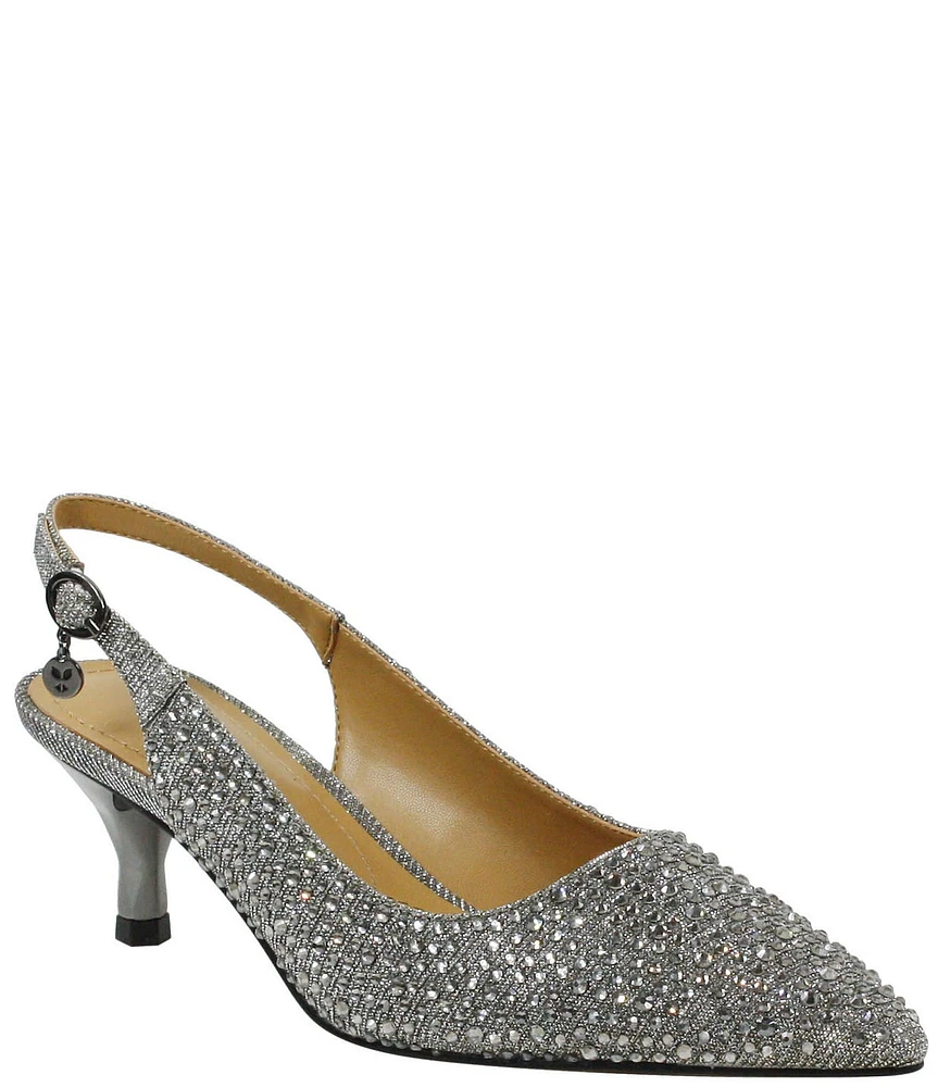 J. Renee Ferryanne Rhinestone Glitter Fabric Slingback Pumps