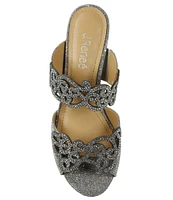 J. Renee Francie Glitter Fabric Rhinestone Dress Slides