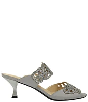 J. Renee Francie Satin Rhinestone Embellished Slide Sandals