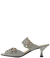 J. Renee Francie Satin Rhinestone Embellished Slide Sandals