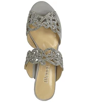 J. Renee Francie Satin Rhinestone Embellished Slide Sandals