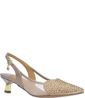 J. Renee Gwyn Patent Mesh Embellished Slingback Pumps