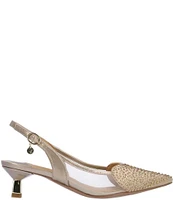 J. Renee Gwyn Patent Mesh Embellished Slingback Pumps