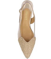 J. Renee Gwyn Patent Mesh Embellished Slingback Pumps