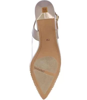 J. Renee Gwyn Patent Mesh Embellished Slingback Pumps