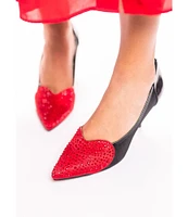 J. Renee Coopid Patent Mesh Rhinestone Heart Pumps