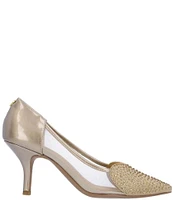 J. Renee Coopid Patent Mesh Rhinestone Heart Pumps