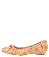 J. Renee Hirabelle Confetti Cork Square Toe Bow Flats