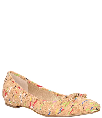 J. Renee Hirabelle Confetti Cork Square Toe Bow Flats