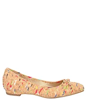 J. Renee Hirabelle Confetti Cork Square Toe Bow Flats