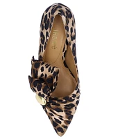 J. Renee Hirisha Satin Leopard Bow Detail Dress Pumps