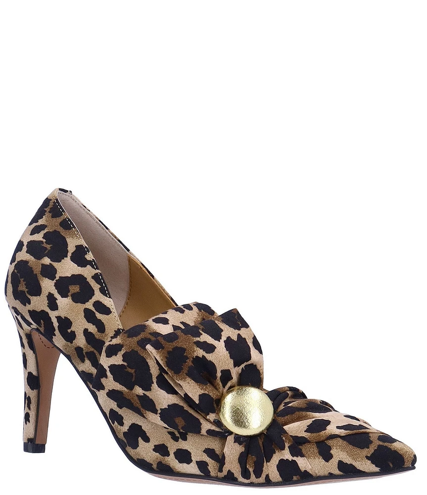 J. Renee Hirisha Satin Leopard Bow Detail Dress Pumps