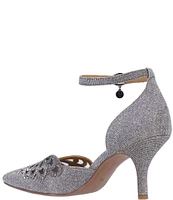 J. Renee Isabetta Fabric Rhinestone Butterfly Ankle Strap Pumps